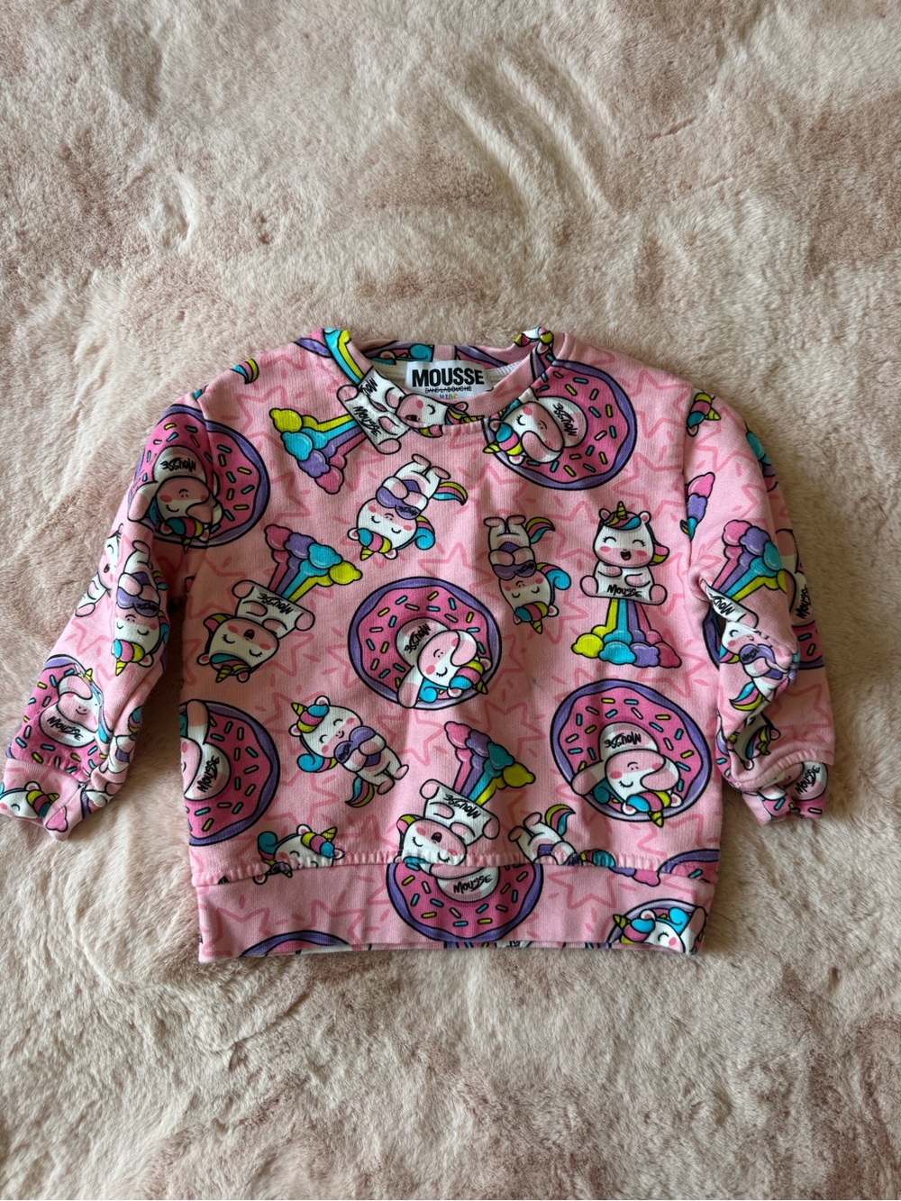 Mousse Pink Crewneck Unicorn Sweatshirt Girls Size 2T